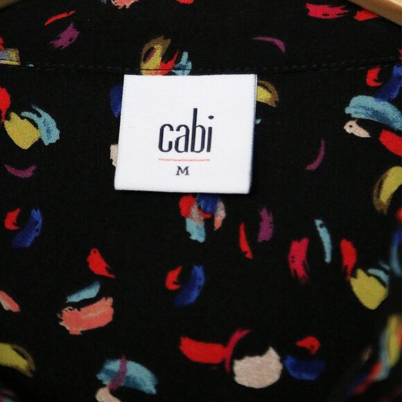 Cabi Ferris Button Front Shirt Blouse Top M #3423 Colorful Feather Confetti Mod - Picture 6 of 14